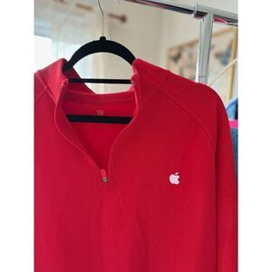 Red Mock Turtleneck Half Zip Apple Branded